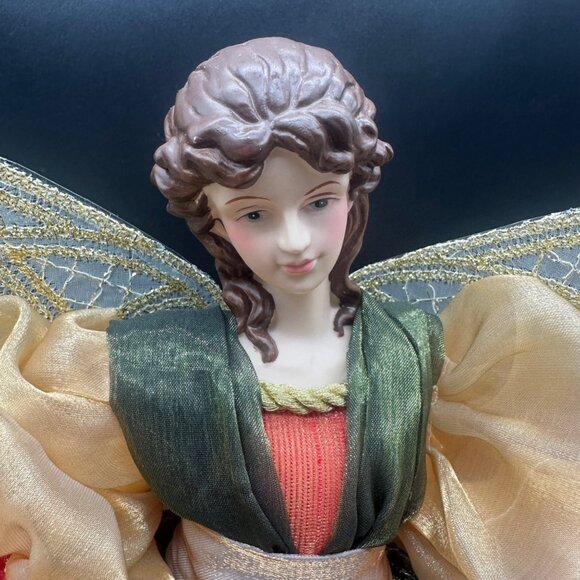 Vintage Christmas Angel Tree Topper 1999 May Department Store Red Green Gold - Picture 8 of 14